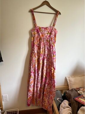 Free People Park Slope Maxi Floral Dress Pink Combo XS